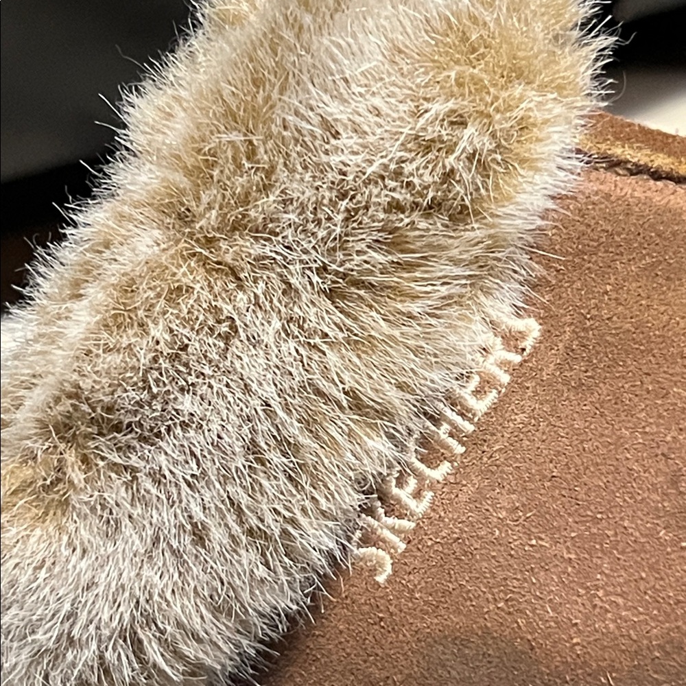 SKETCHERS WORK 🥾 TAN/BROWN LEATHER FAUX FUR LINED NON-SLIP SOLE CLOGS Women’s 10 - Picture 6 of 15
